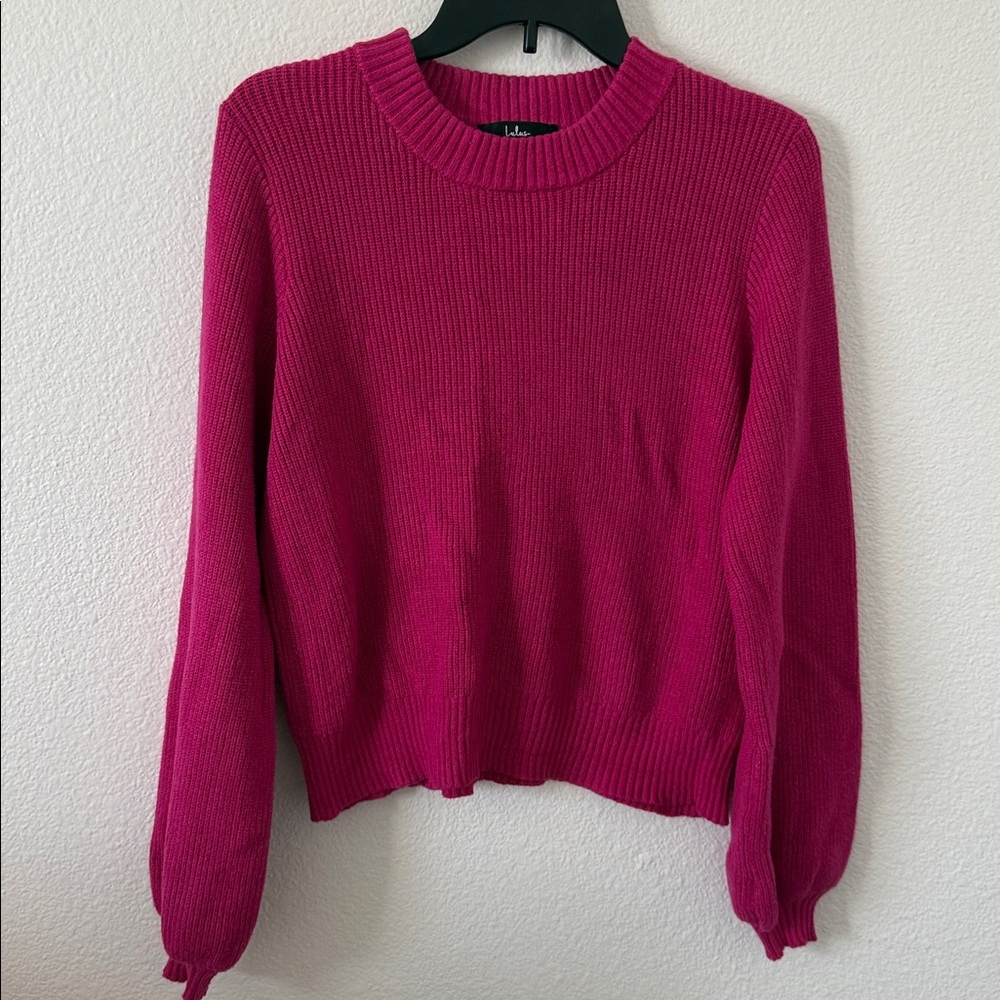 Lulu's Fuchsia Knit Sweater Size Medium